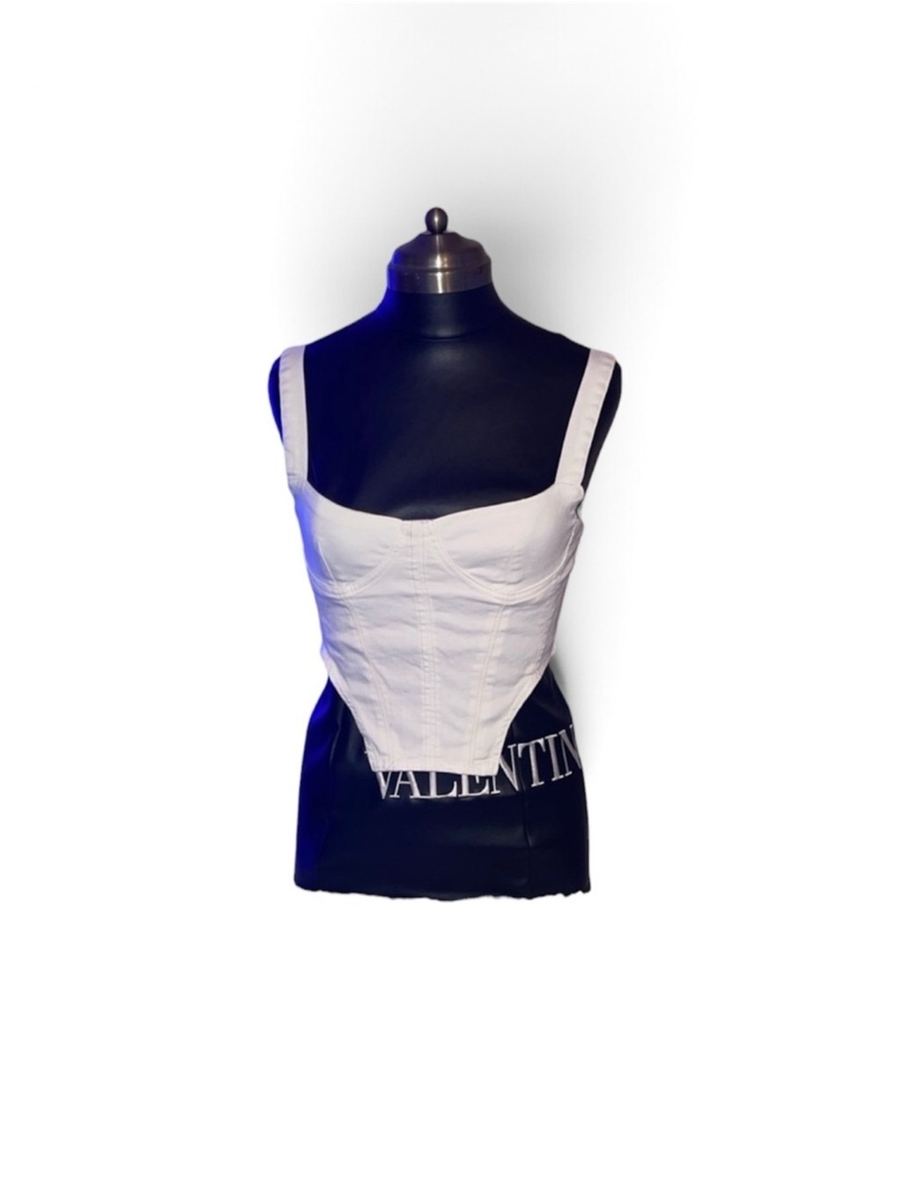 ZARA White Structured Corset Tank Top